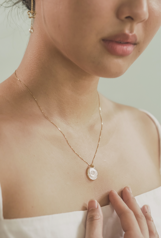 Mother of Pearl Initials  (Chain Not Included)
